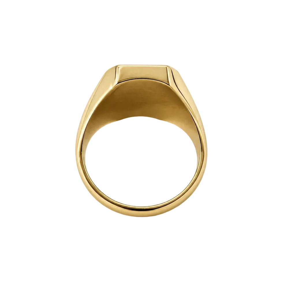 Bague Chevalière en or jaune et agate