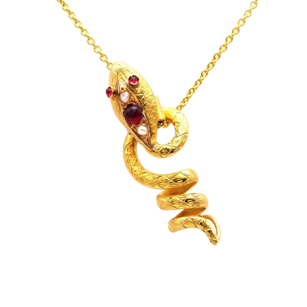 Pendentif en or jaune, rubis et perles