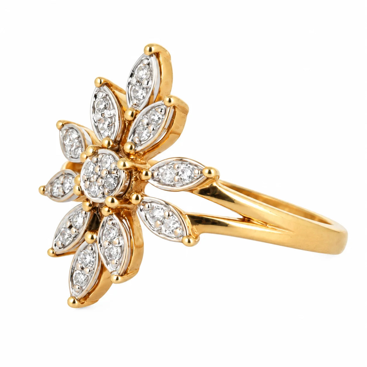 Bague Marguerite en or blanc, or jaune et diamants