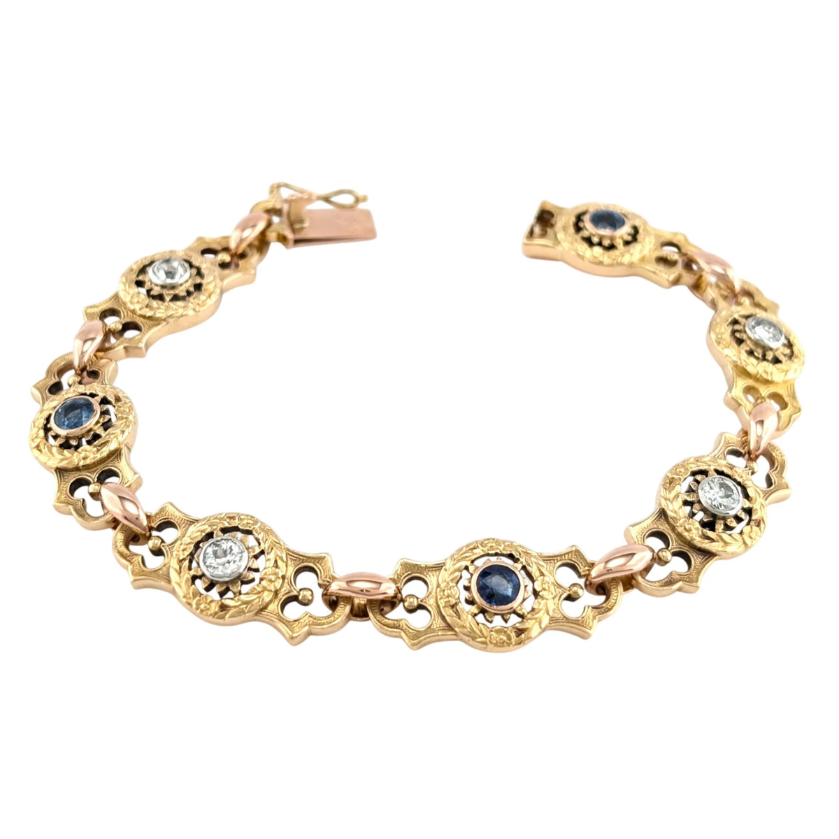 Bracelet Maille en or jaune, saphirs et diamants