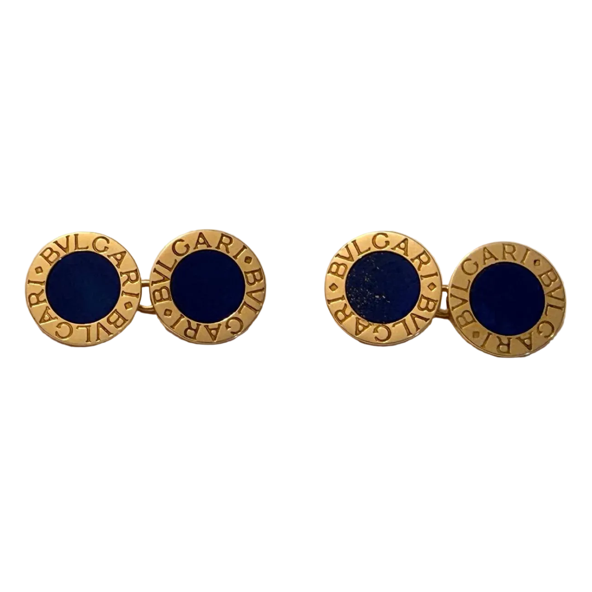 Boutons de manchette BULGARI en or jaune et lapis-lazuli