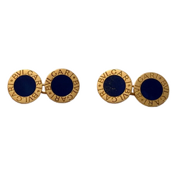 Boutons de manchette BULGARI en or jaune et lapis-lazuli
