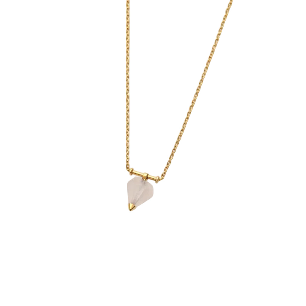 Collier Pendentif MORGANE BELLO en or jaune, quartz et diamant