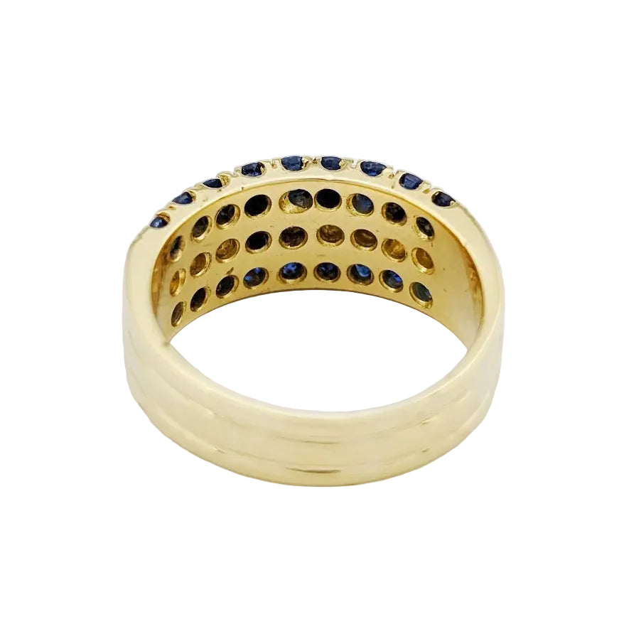 Bague Bandeau en or jaune, saphirs et diamants