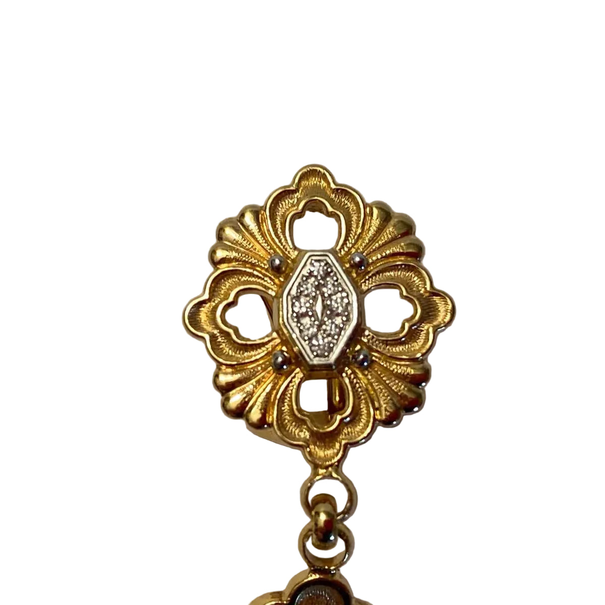Boucles d'oreilles Pendantes BUCCELLATI "Opéra" en or blanc, or jaune et diamants