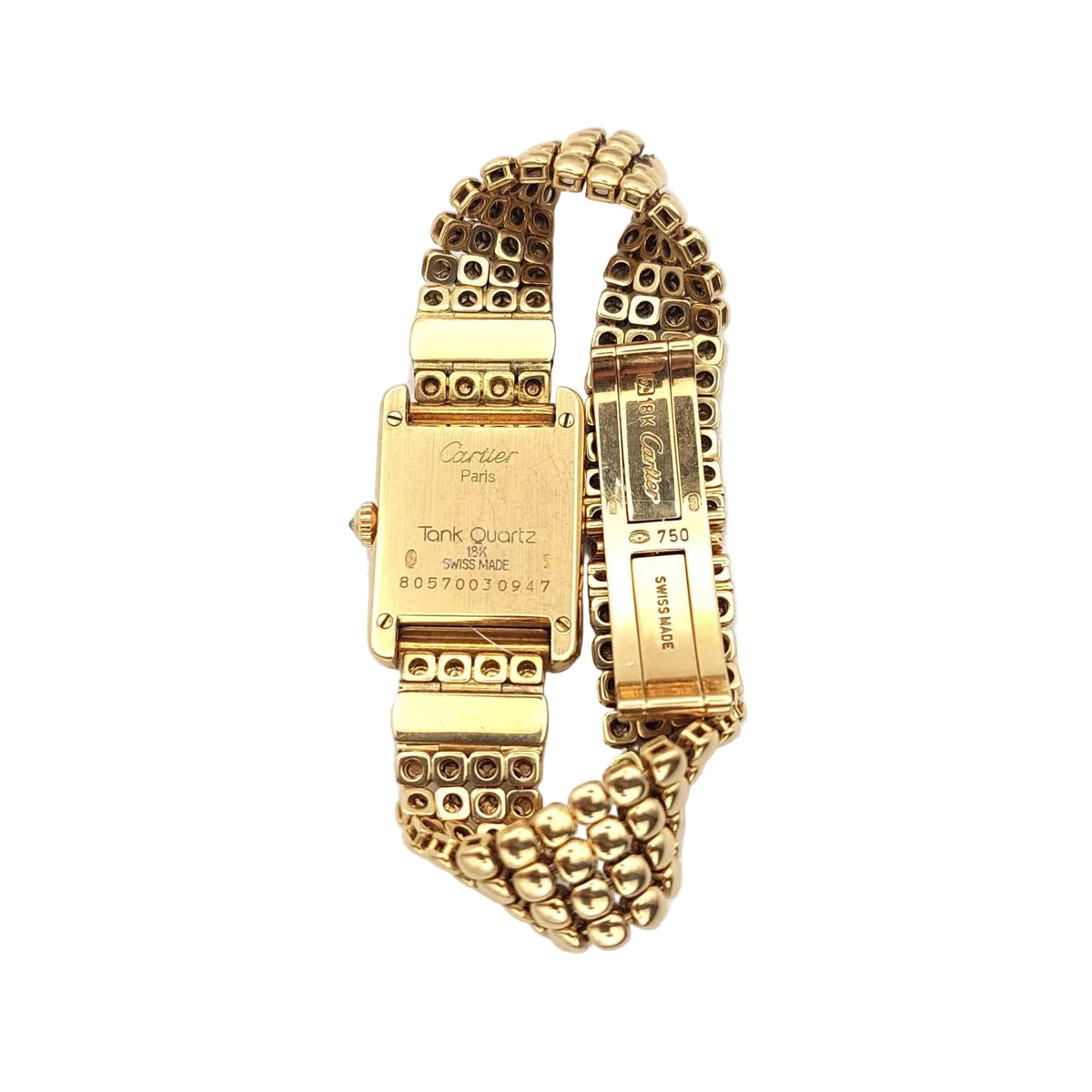 Montre CARTIER "Tank Louis Cartier Mini" en or jaune et diamants
