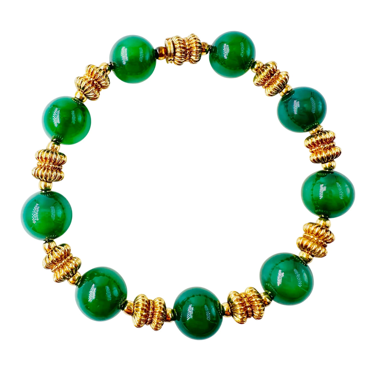 Bracelet O.J. PERRIN en or jaune et chrysoprases