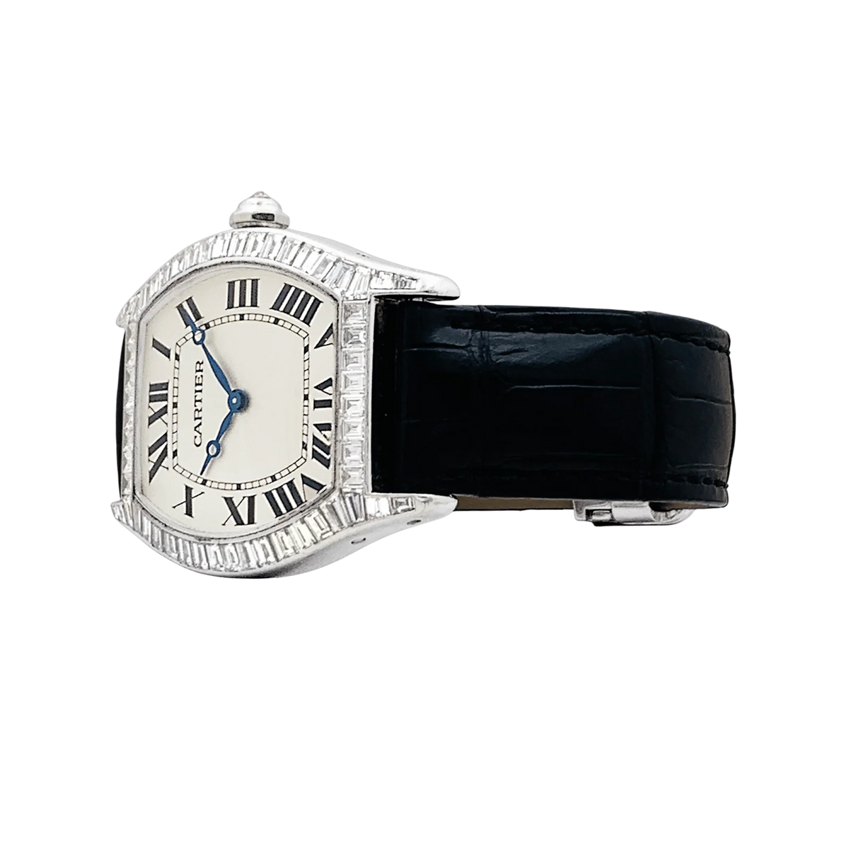 Montre CARTIER Tortue en or blanc et diamants