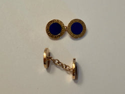 Boutons de manchette BULGARI en or jaune et lapis-lazuli