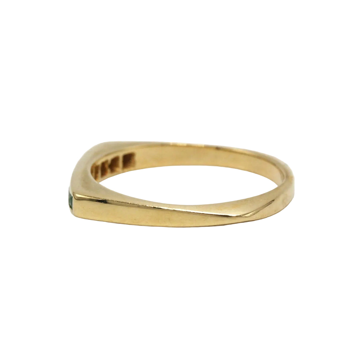 Bague Alliance en or jaune et émeraudes