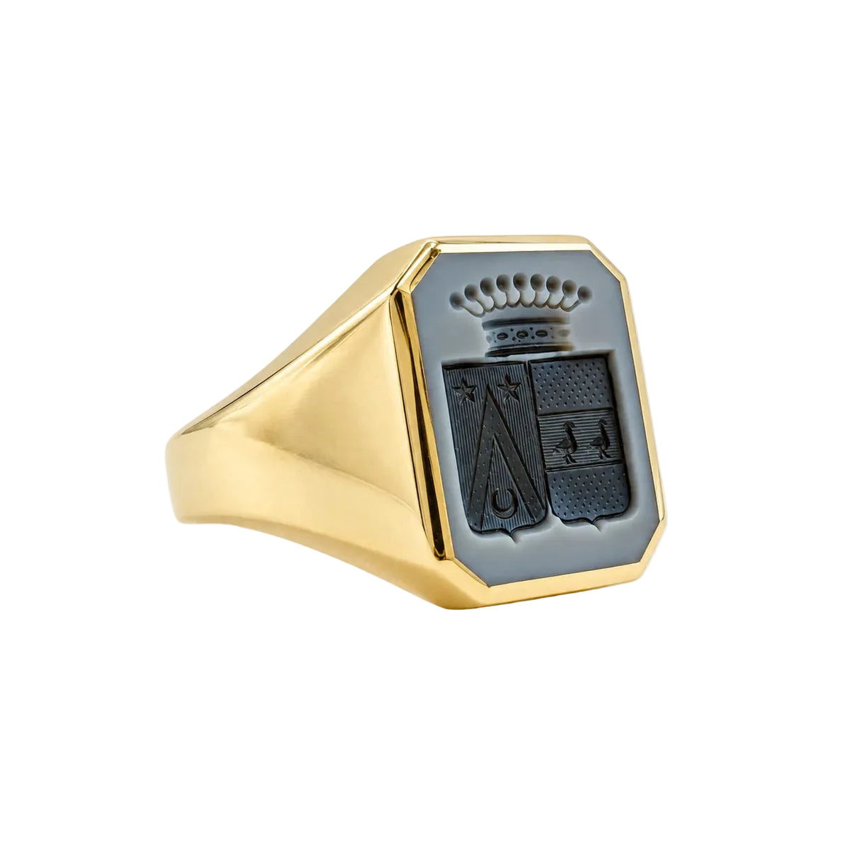 Bague Chevalière en or jaune et agate