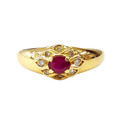 Bague Jonc en or jaune, rubis et diamants