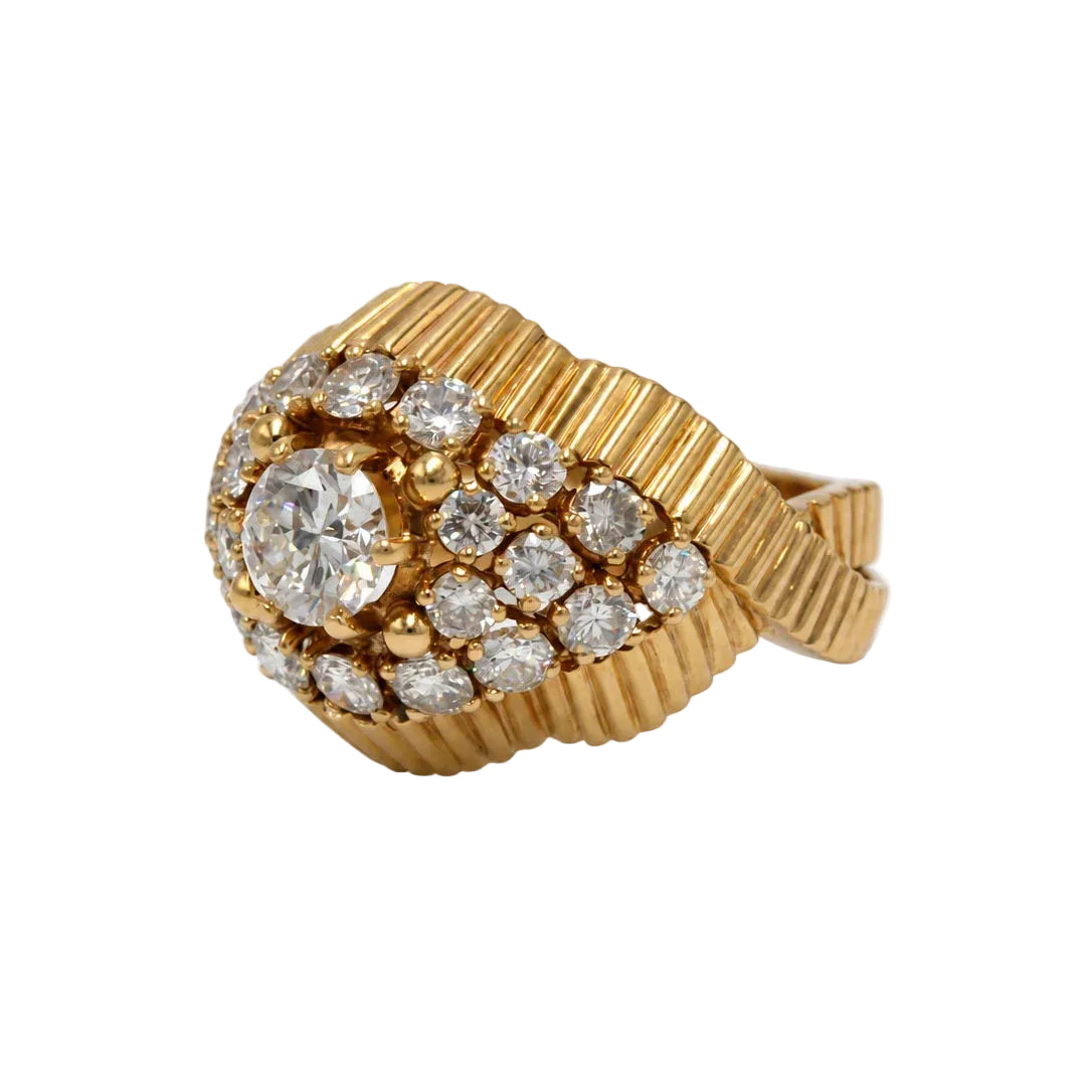 Bague Dôme en or jaune et diamants