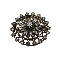 Broche Épingle en or jaune, argent et diamants