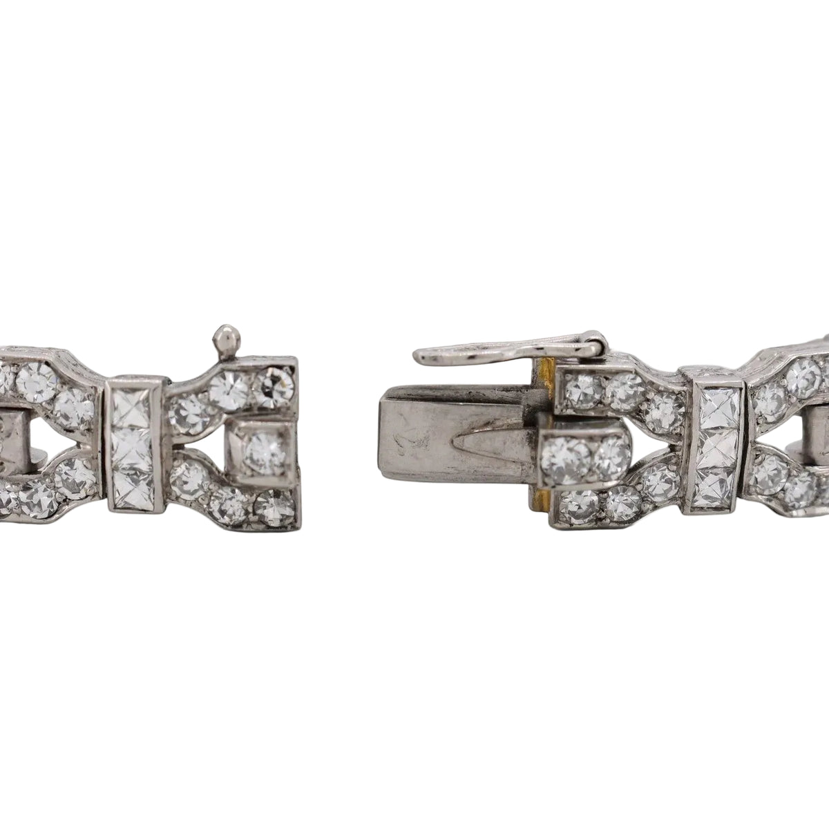 Bracelet Art Déco en platine, émeraudes et diamants