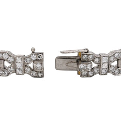 Bracelet Art Déco en platine, émeraudes et diamants