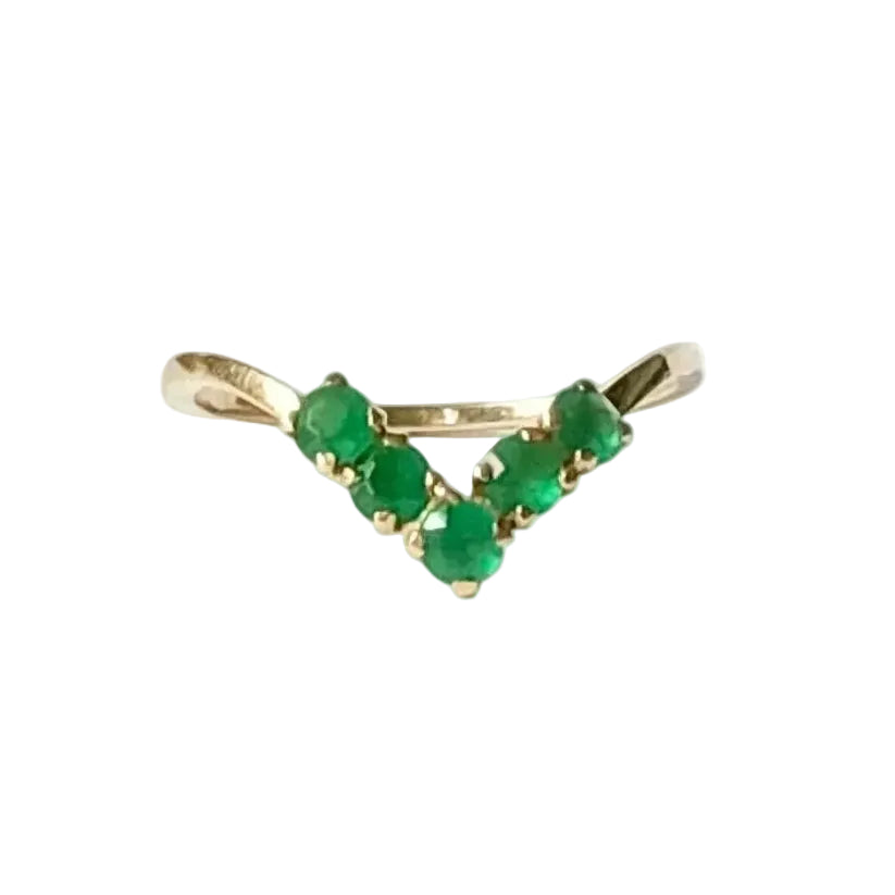 Bague Alliance en or jaune et émeraudes