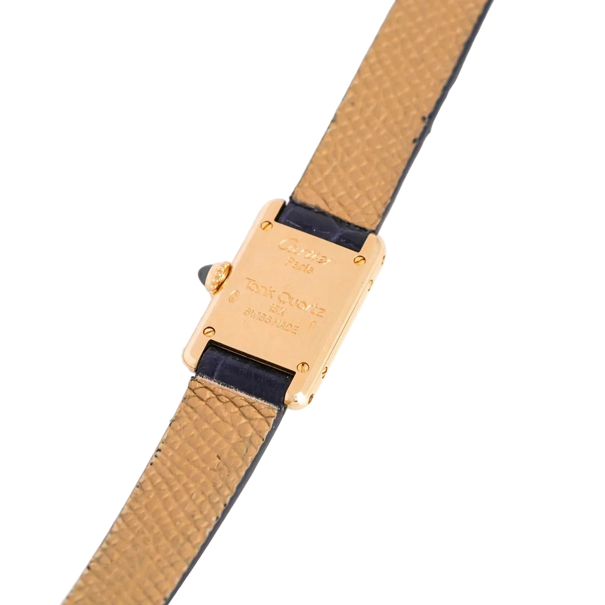 Montre CARTIER Tank Louis Cartier Mini en or jaune, acier et cuir