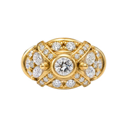 Bague Dôme en or jaune et diamants