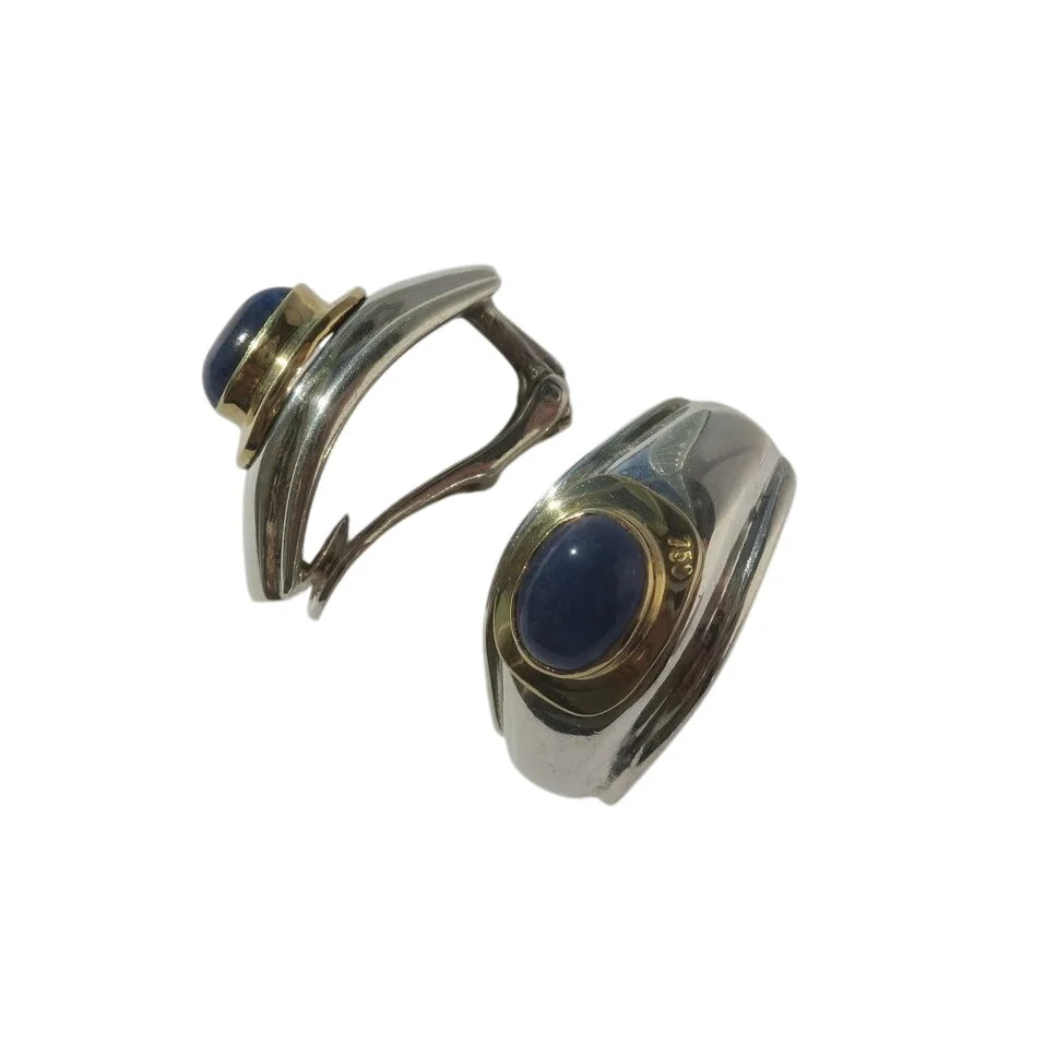 Boucles d'oreilles Clips LALAOUNIS en or jaune, argent et saphirs