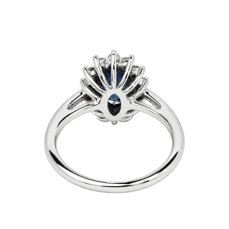 Bague Marguerite en or blanc, saphir et diamants