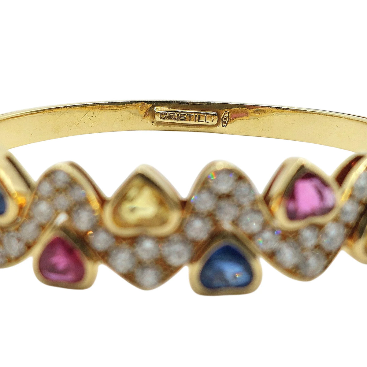 Bracelet Jonc CRISTILLI en or jaune, saphirs et diamants
