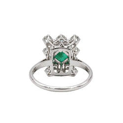Bague Marguerite en or blanc, émeraude et diamants
