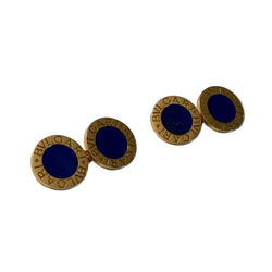 Boutons de manchette BULGARI en or jaune et lapis-lazuli