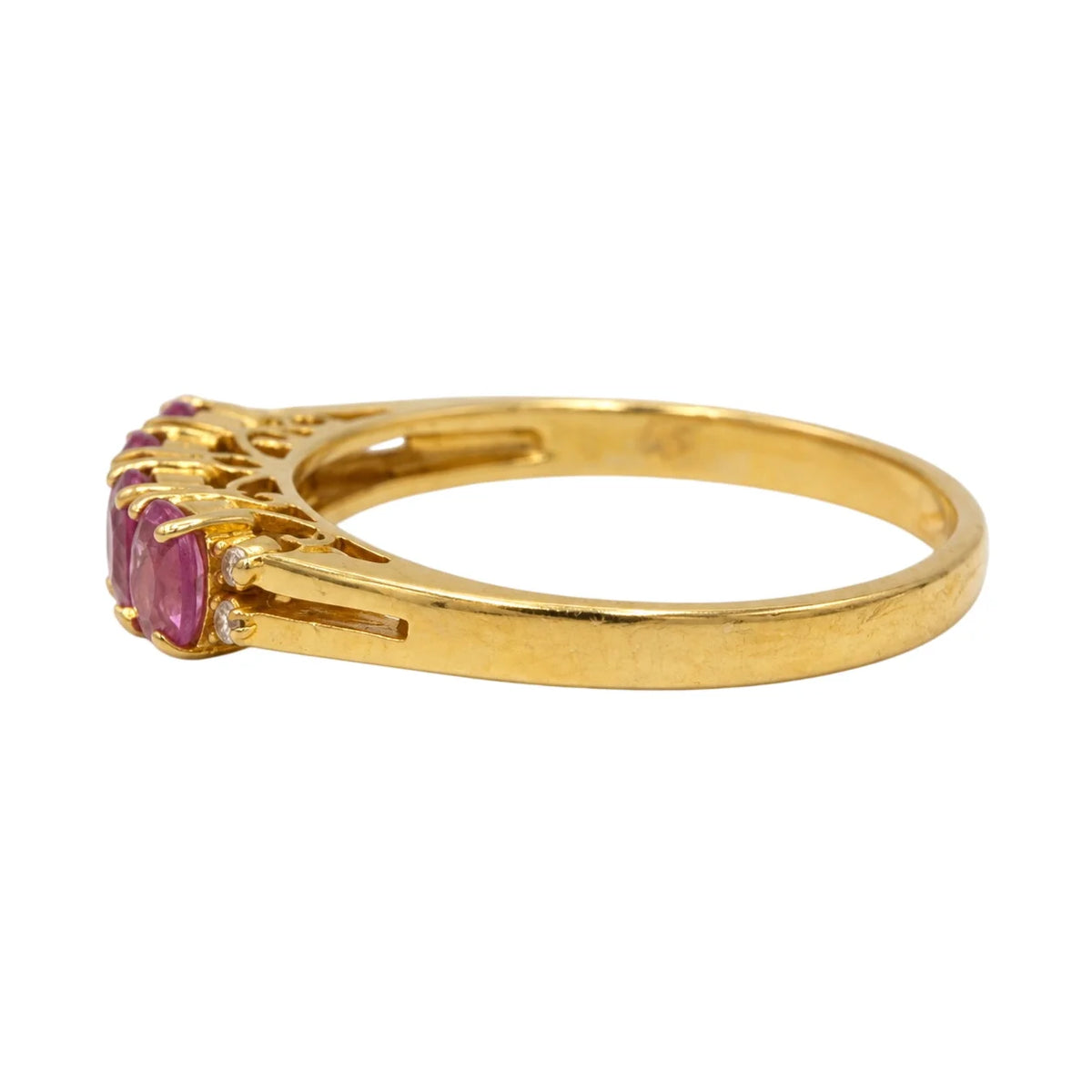 Bague Alliance en or jaune, saphirs et diamants