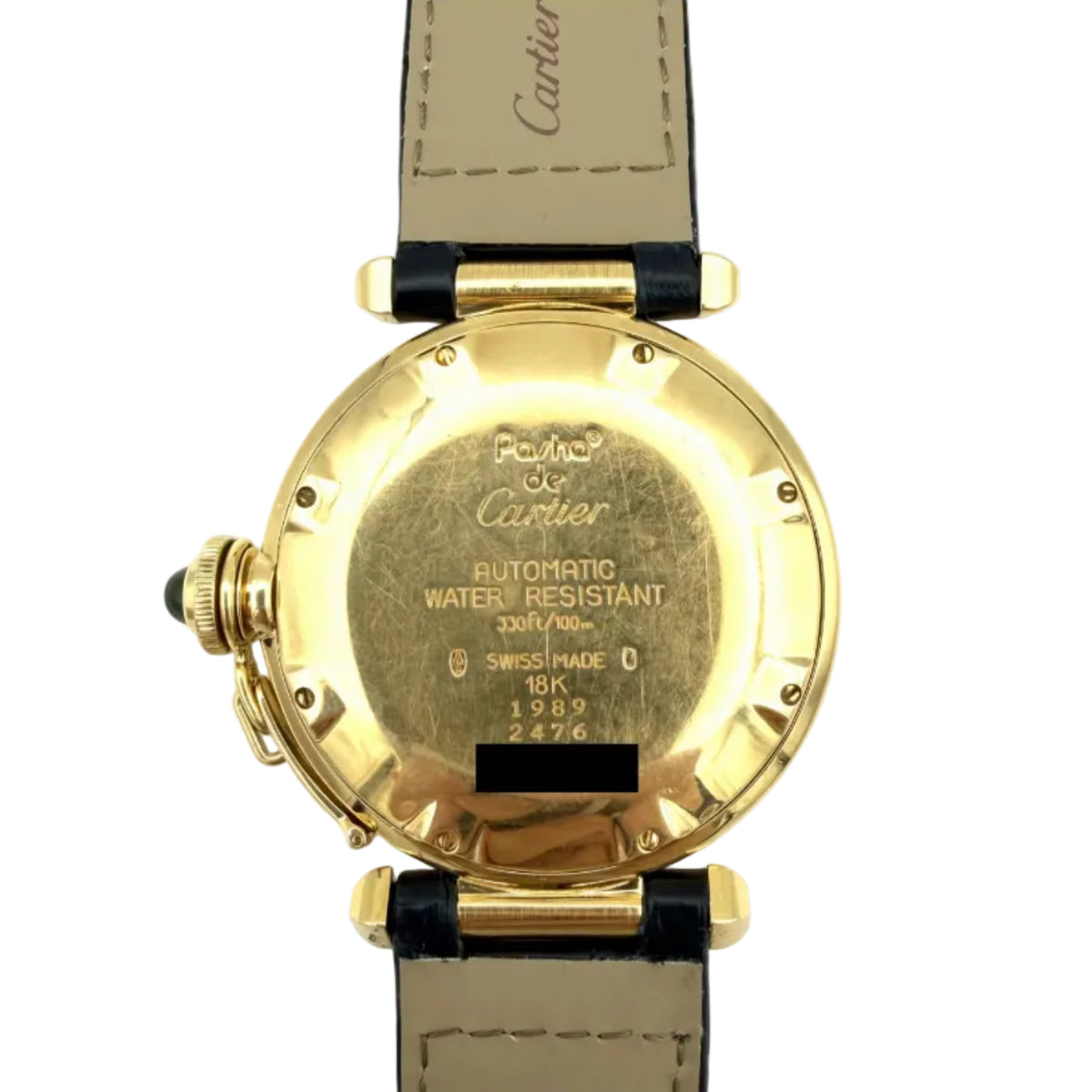 Montre CARTIER "Pasha" en or jaune et cuir