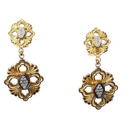 Boucles d'oreilles Pendantes BUCCELLATI "Opéra" en or blanc, or jaune et diamants