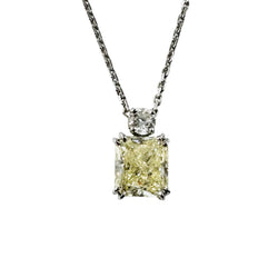 Collier Pendentif en or blanc, diamant fancy yellow et diamant