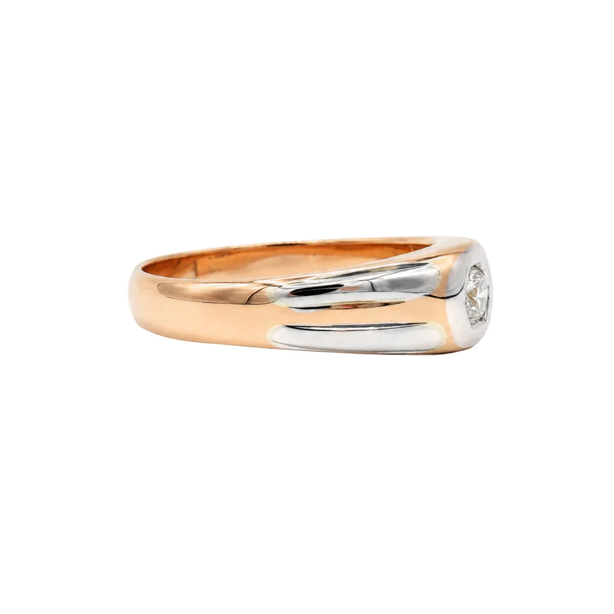 Bague Jonc en or blanc, or rose et diamant