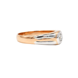 Bague Jonc en or blanc, or rose et diamant
