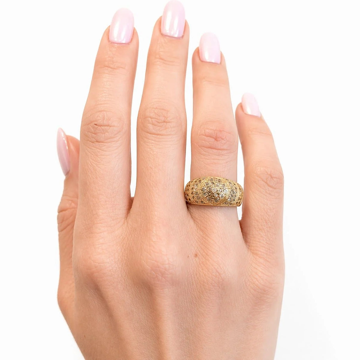 Bague Dôme en or jaune et diamants