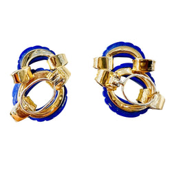 Boucles d'oreilles Clips CHAUMET en or jaune et lapis-lazuli