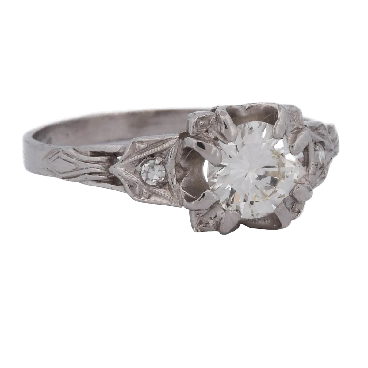 Bague Solitaire en platine et diamants