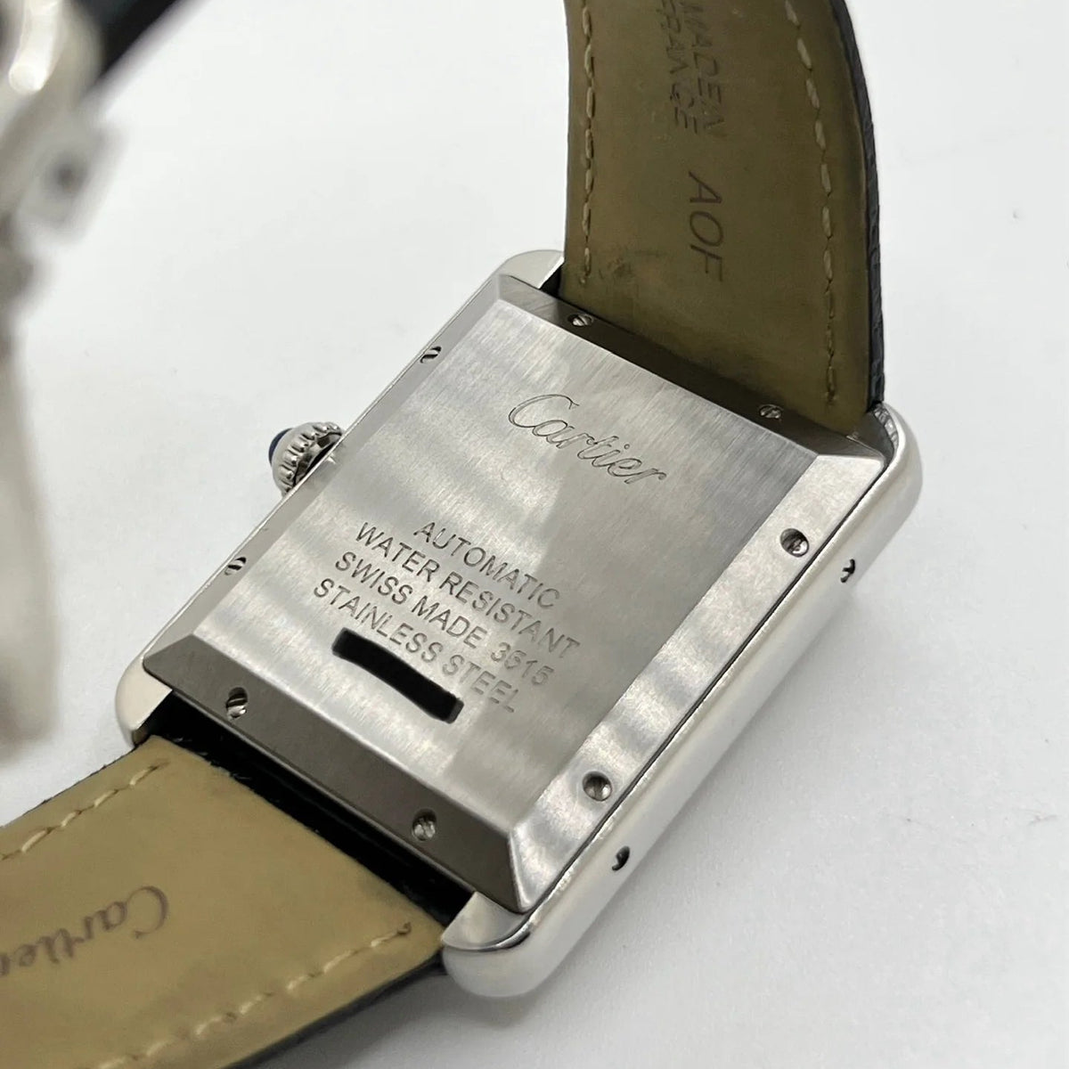 Montre CARTIER "Tank Solo XL" en acier et cuir