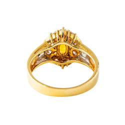 Bague Entourage en or jaune, saphir orange et diamants