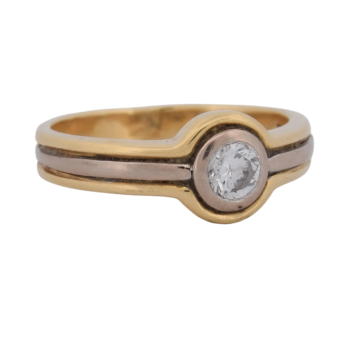 Bague Solitaire en or jaune, or rose et diamant