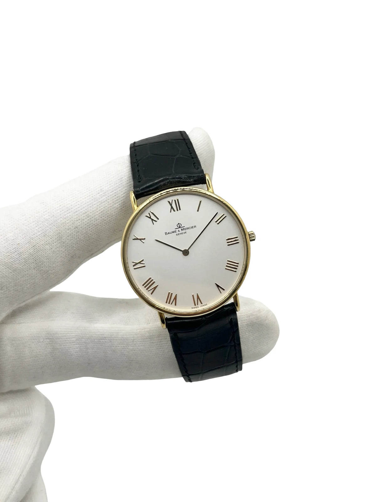 Montre BAUME & MERCIER "Classima" en or jaune, acier et cuir