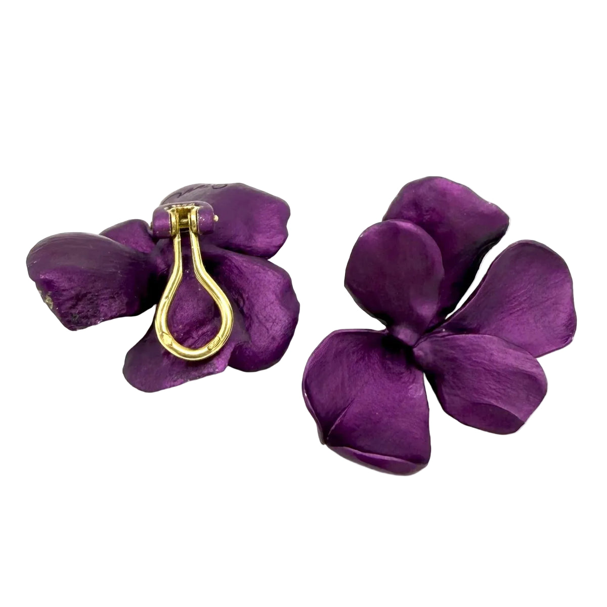 Boucles d'oreilles Clips JAR "Pansy" en or jaune et aluminium