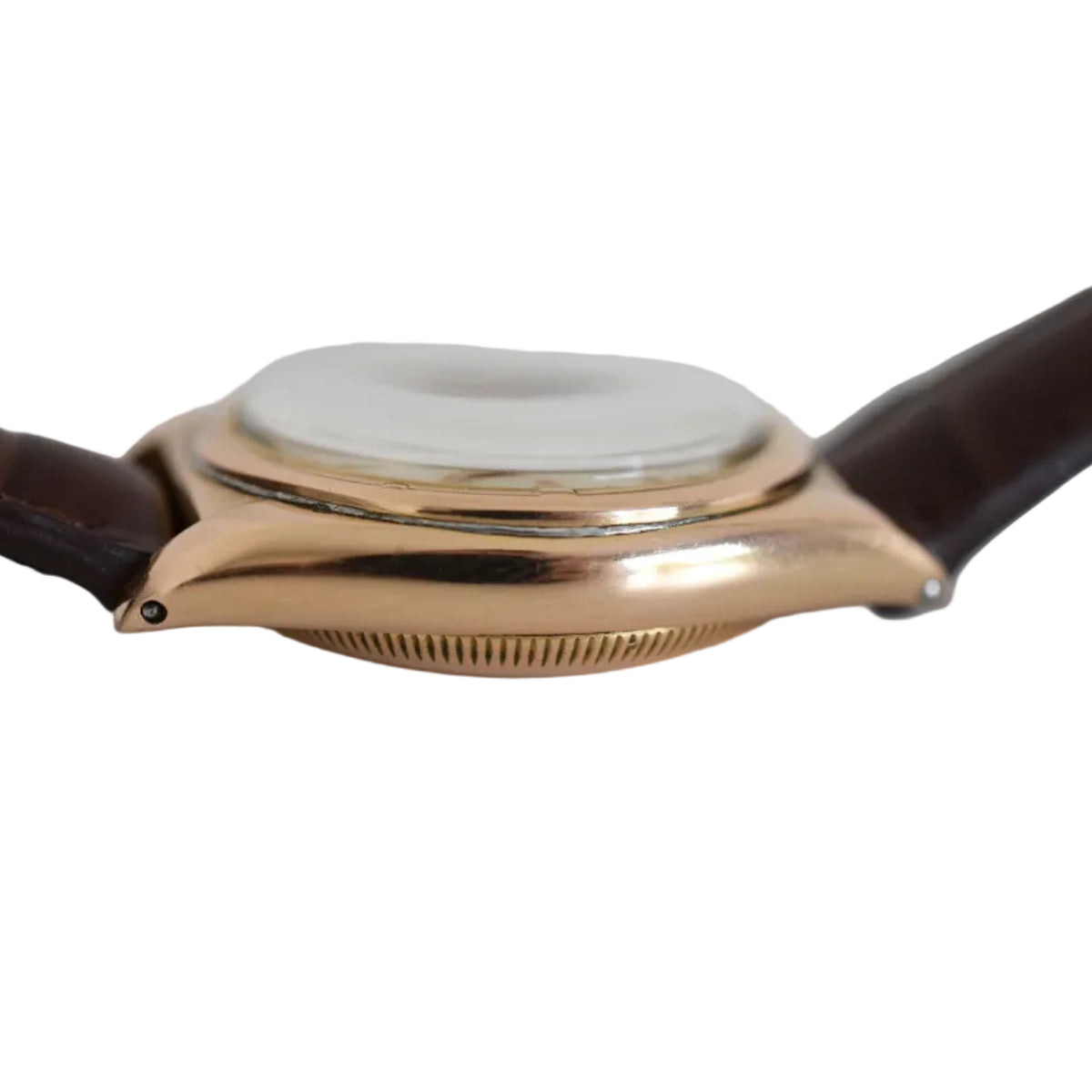 Montre ROLEX "Perpetual Ovetto Bubbleback" en or rose et cuir