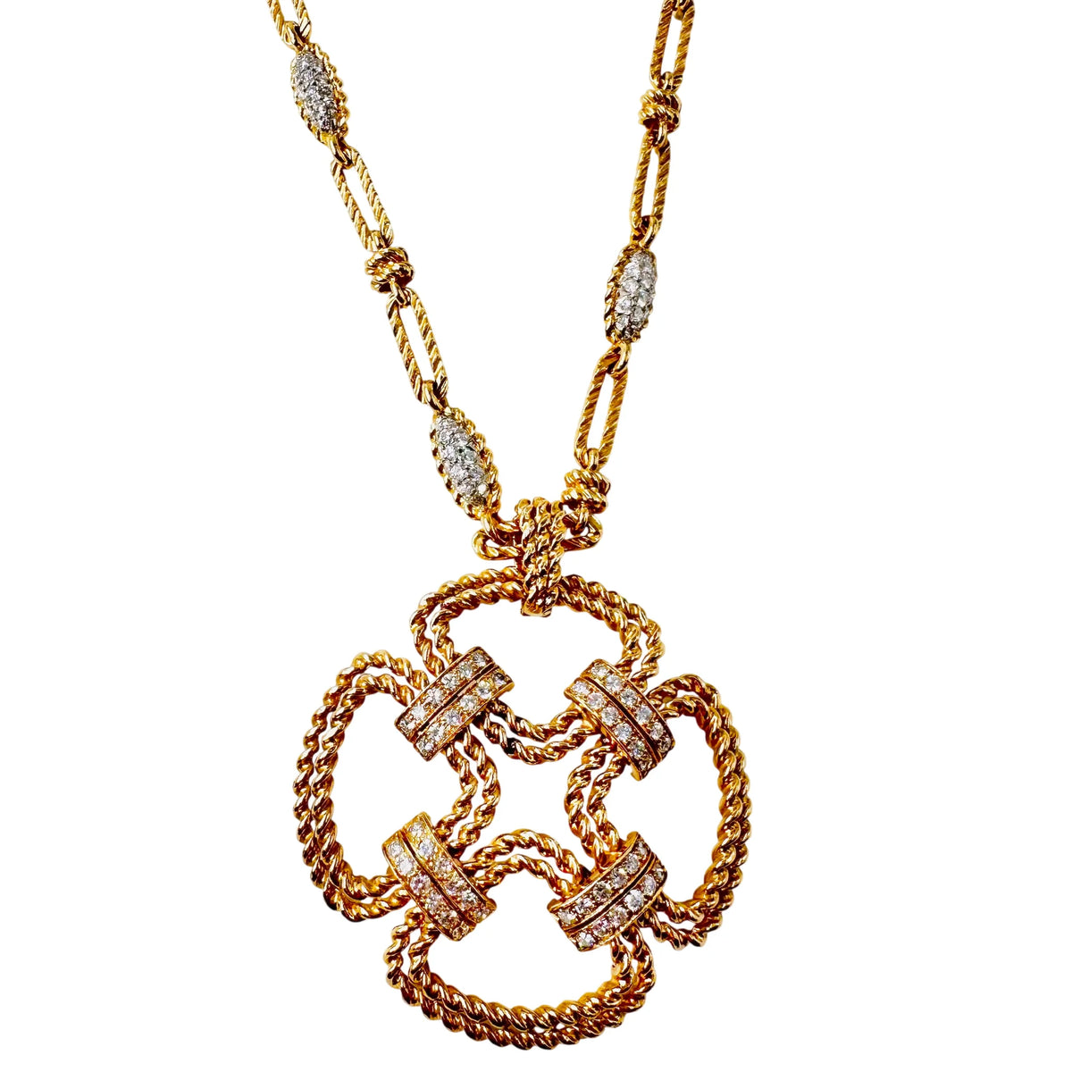 Collier - pendentif FRED en or jaune et diamants