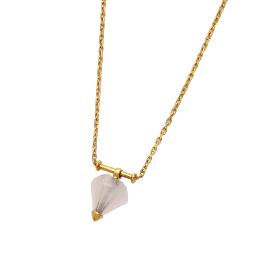 Collier Pendentif MORGANE BELLO en or jaune, quartz et diamant