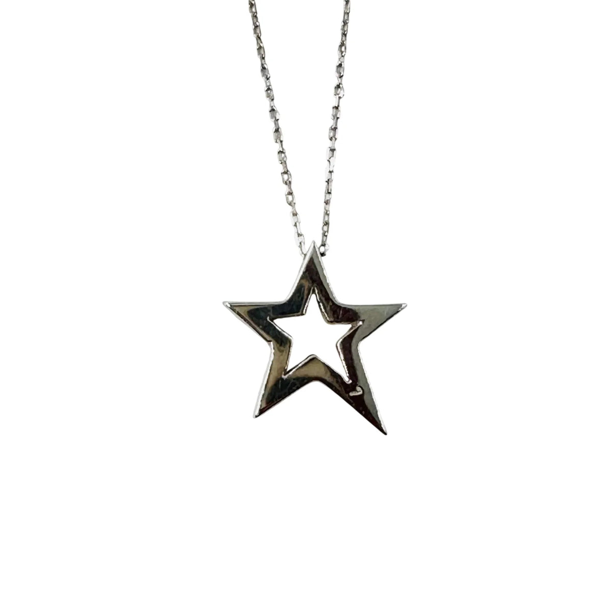 Collier Pendentif Étoile en or blanc et diamants