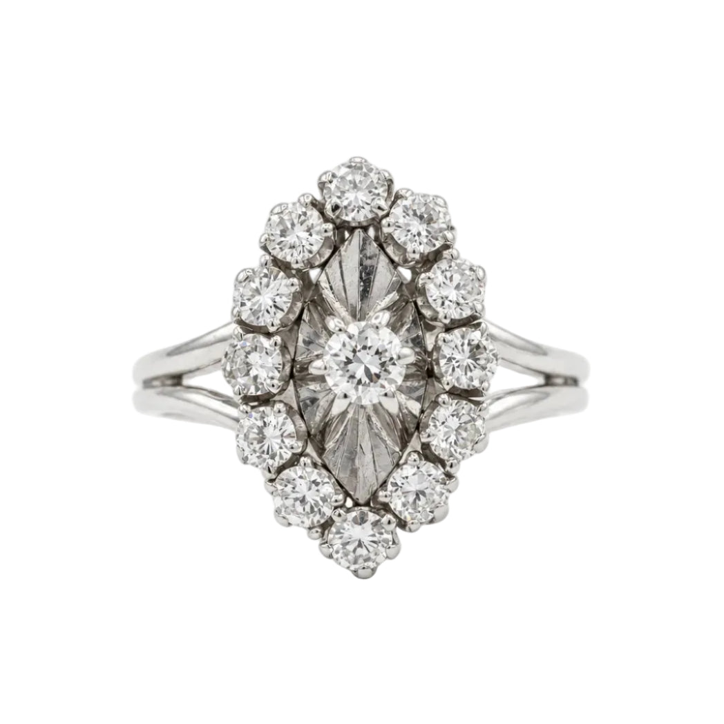Bague Marquise en or blanc et diamants