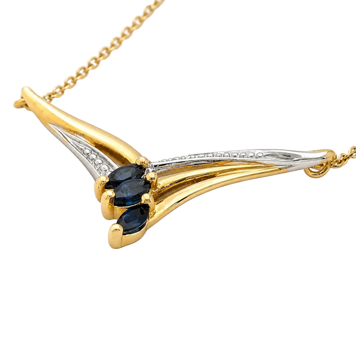 Collier Pendentif en or blanc, or jaune, saphirs et diamant