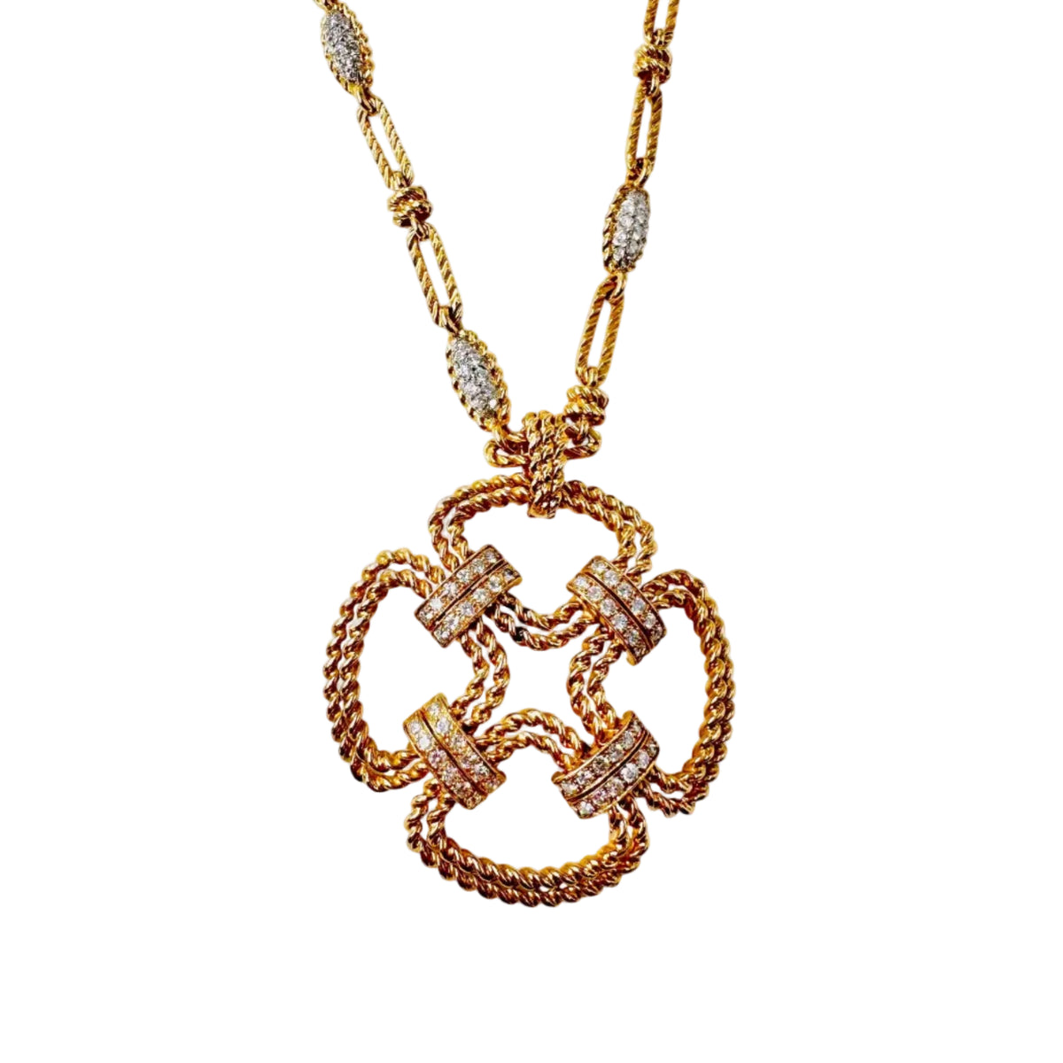 Collier Pendentif FRED en or jaune et diamants