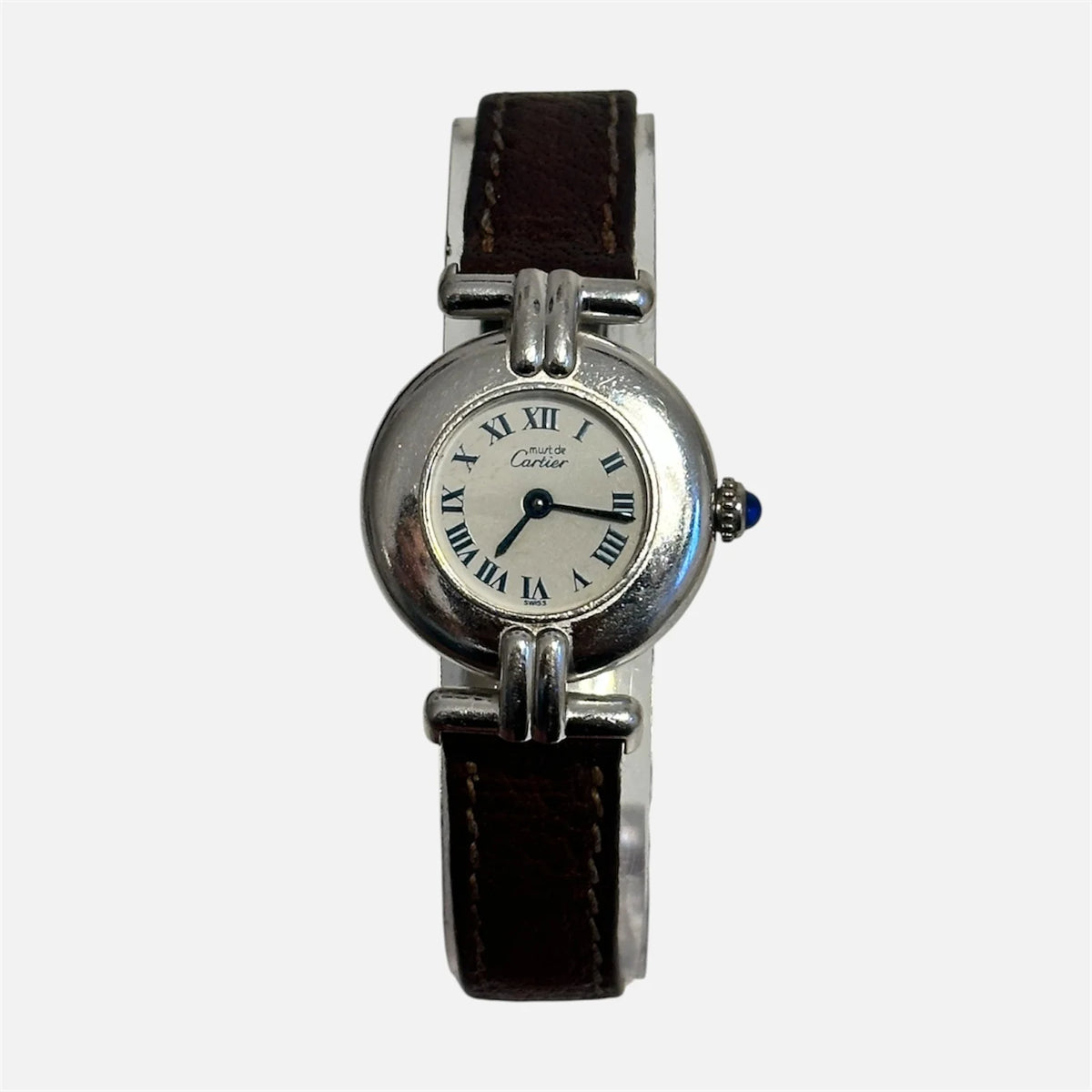 Montre CARTIER Colisée en argent et cuir